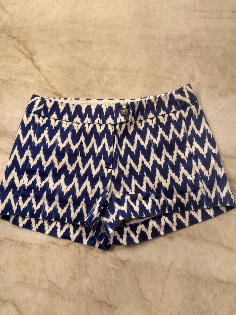 J. Crew Blue and White Chevron Bermuda Shorts